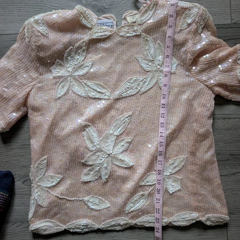 Stenay‎ Vintage 80s Glam Pink Sequin Two Piece Top Skirt Set Size Medium - Picture 7 of 16